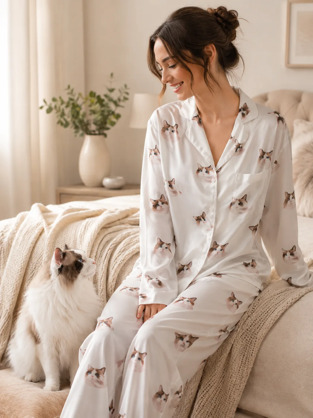 Custom Pet Portrait Pajama Set by IPAWLIO, personalized pet photo gift for dog and cat lovers