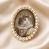 Personalized Pet Photo Brooch Custom Vintage Oval Pet Portrait Pin Personalized Pet Photo Brooch gallery image 10 showing personalized design details