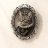 Personalized Pet Photo Brooch Custom Vintage Oval Pet Portrait Pin Personalized Pet Photo Brooch gallery image 9 showing personalized design details