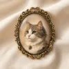 Personalized Pet Photo Brooch Custom Vintage Oval Pet Portrait Pin Personalized Pet Photo Brooch gallery image 7 showing personalized design details