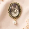 Custom Pet Portrait Vintage Brooch Personalized Pet Photo Brooch gallery image 5 showing personalized design details