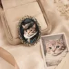 Personalized Pet Photo Brooch Custom Vintage Oval Pet Portrait Pin Personalized Pet Photo Brooch gallery image 12 showing personalized design details