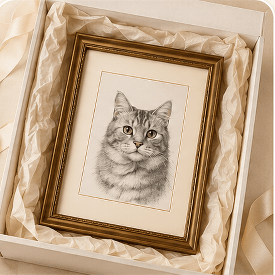A finished custom pet keepsake ready to ship
