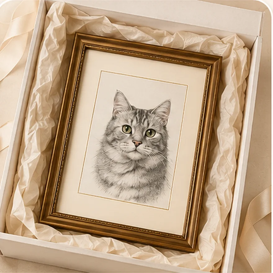 A finished custom pet keepsake ready to ship
