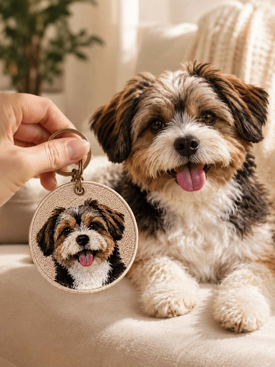 custom-double-sided-embroidered-pet-keychain2 Custom Double-Sided Embroidered Pet Keychain | Personalized Dog & Cat Portrait Charm