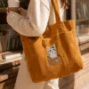 custom-embroidered-pet-portrait-corduroy-tote-bag6 Custom Embroidered Pet Portrait Corduroy Tote Bag | Personalized Dog & Cat Bag
