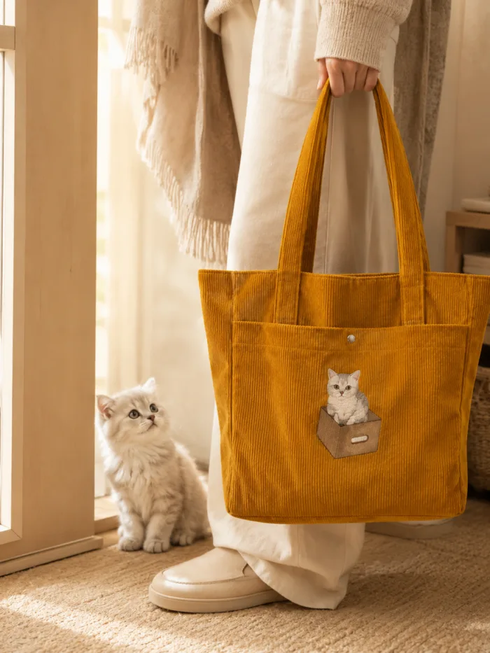 custom-embroidered-pet-portrait-corduroy-tote-bag7 Custom Embroidered Pet Portrait Corduroy Tote Bag | Personalized Dog & Cat Bag