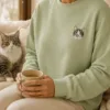 IPAWLIO Custom Embroidered Pet Portrait Crewneck Sweatshirt - Custom Pet Portrait Sweatshirt Image Custom Embroidered Pet Portrait Crewneck Sweatshirt gallery image 4 with custom dog or cat portrait detail by IPAWLIO