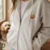 Custom Embroidered Pet Portrait Zip-Up Hoodie by IPAWLIO, personalized pet photo gift for dog and cat lovers