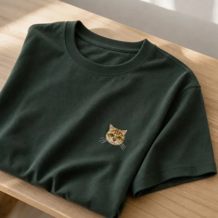 IPW002-realism-05-folded-detail Custom Pet Embroidery T-Shirt – product gallery image 2 by IPAWLIO