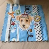 Sample custom pet photo cooling mat, full view with scalloped edge