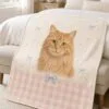 05-soft-pink-duo.jpg Illustrative Soft Pink Duo custom pet photo flannel blanket in a bedroom